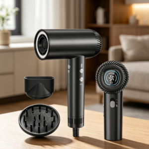 Hair dryer, fast drying, low noise, magnetic nozzle and diffuser, suitable for home and travel use