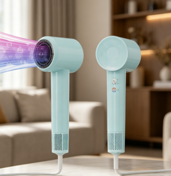 Hot air styling brush, adjustable temperature settings, drying and styling in one
