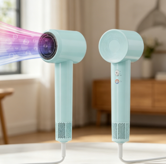 Hot air styling brush, adjustable temperature settings, drying and styling in one