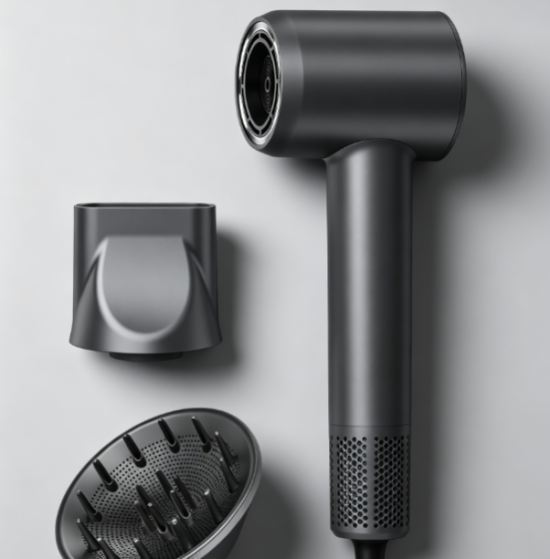 Hair dryer, brushless motor, magnetic nozzle and diffuser, lightweight for home and travel use