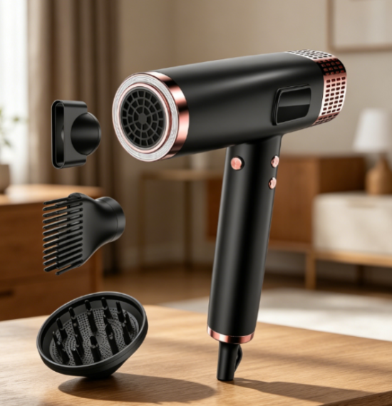 Travel hair dryer, dual voltage design, fast drying, suitable for thick and curly hair, lightweight and low noise